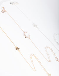 Mixed Metal Star Moon Bracelet 3 Pack - link has visual effect only