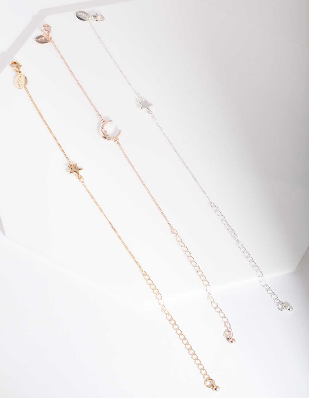 Mixed Metal Star Moon Bracelet 3 Pack