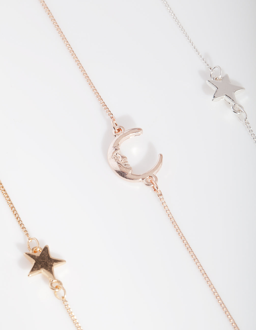 Mixed Metal Star Moon Bracelet 3 Pack