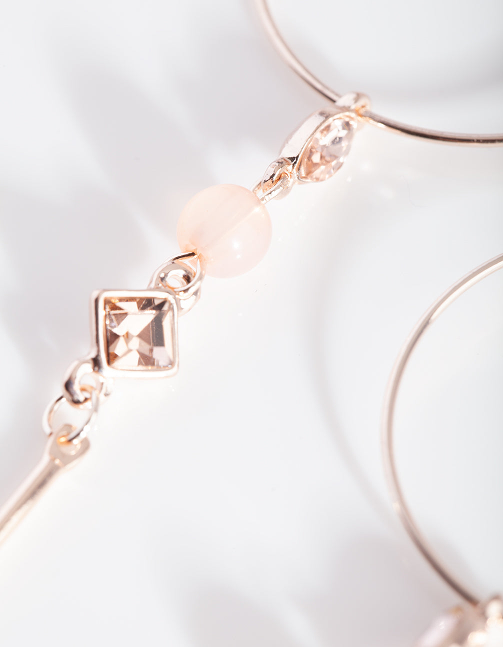 Rose Gold Hoop Stone Drop Earrings