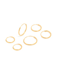 Gold Plated Sterling Silver Classic Hoop Earring Pack - link has visual effect only