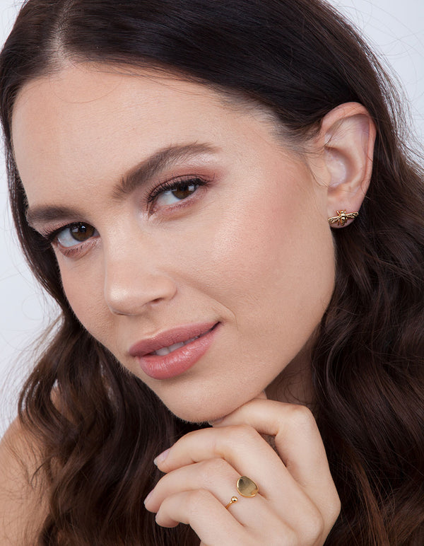 Gold Plated Sterling Silver Bee Stud Earrings