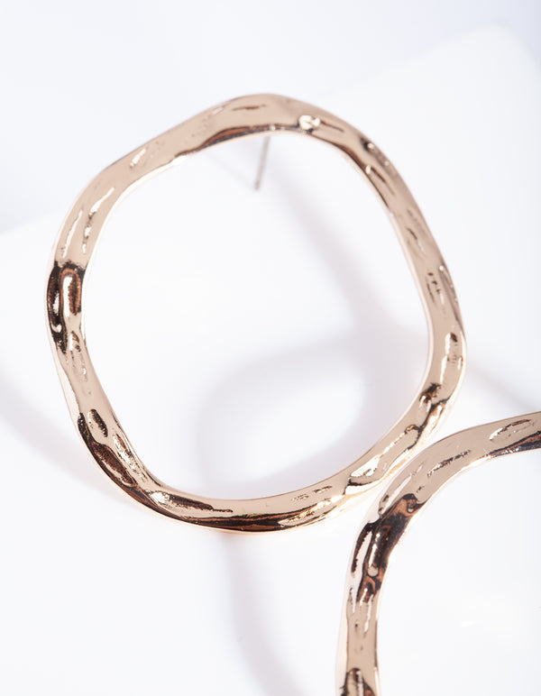 Gold Hammered Circle Stud Earrings