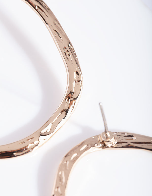 Gold Hammered Circle Stud Earrings