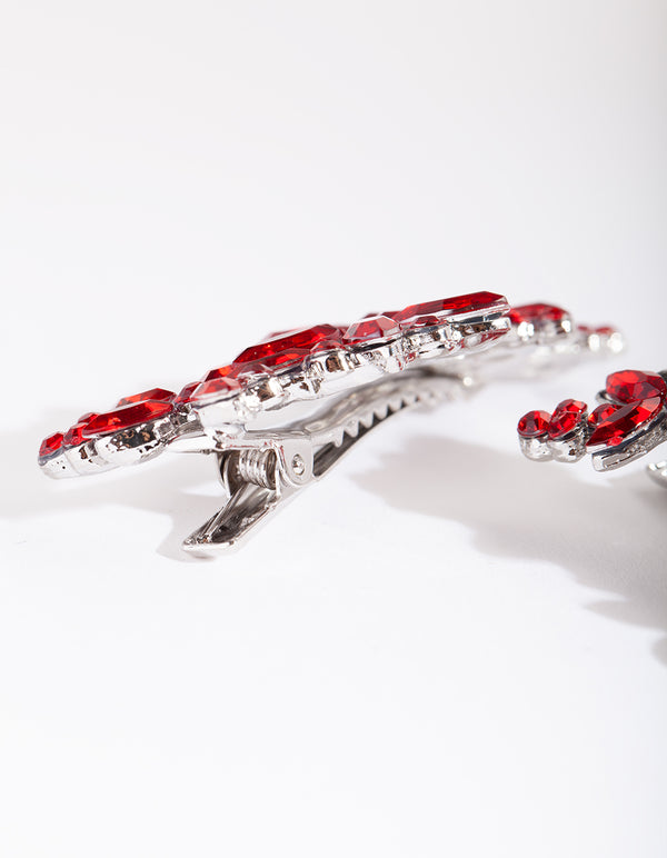 Red Gem Floral Clip Pack