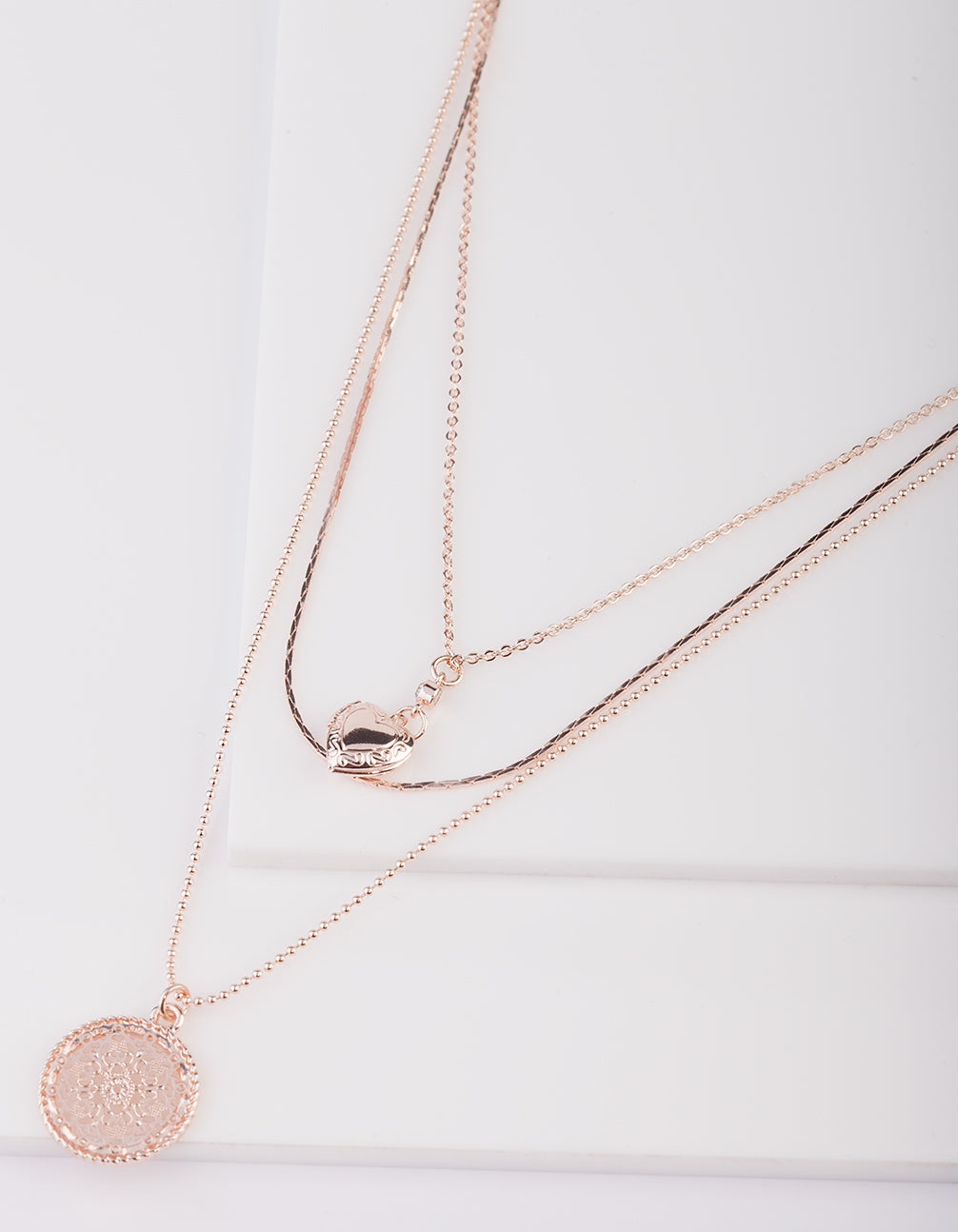 Rose Gold Heart Layered Necklace
