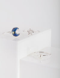 Silver Moon Star Ring Stack - link has visual effect only