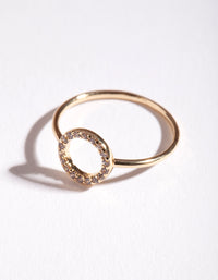 Gold Cubic Zirconia Open Circle Ring - link has visual effect only