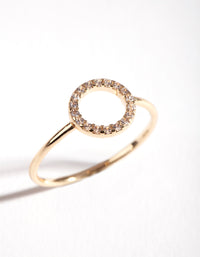 Gold Cubic Zirconia Open Circle Ring - link has visual effect only