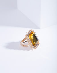 Gold Citrine Faceted Stone Ring - link has visual effect only