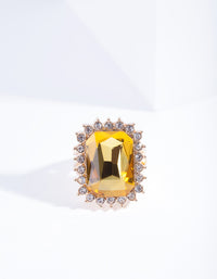 Gold Citrine Faceted Stone Ring - link has visual effect only