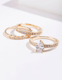 Gold Teardrop Cubic Zirconia Engagement Ring Stack - link has visual effect only