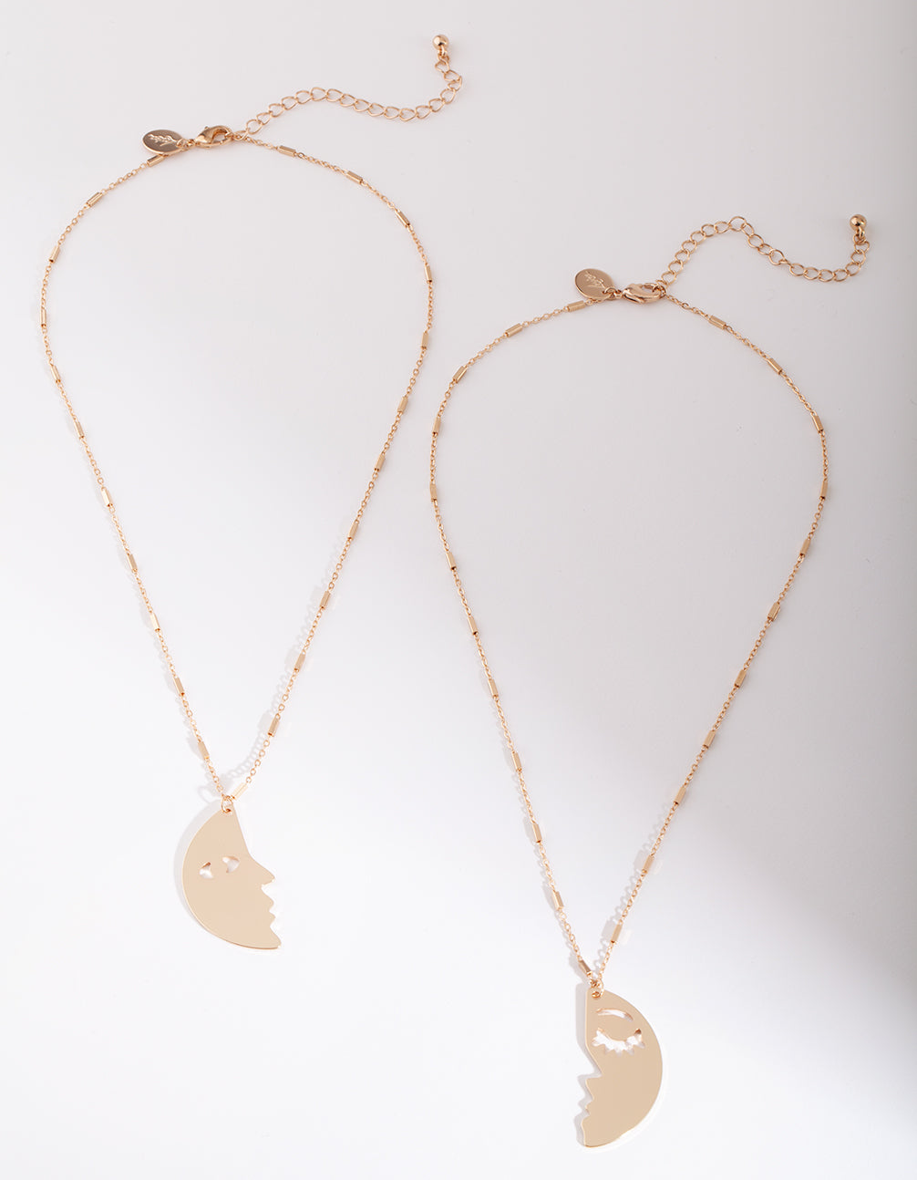 Gold Surreal Moon Necklace 2 Pack