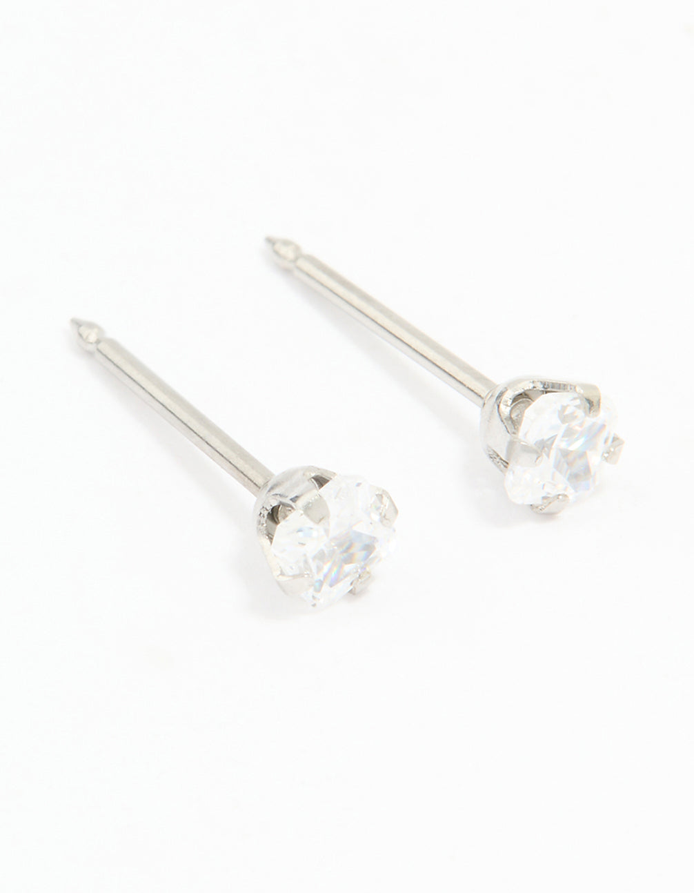 Surgical Steel Princess Cut Cubic Zirconia Piercing Stud 3mm