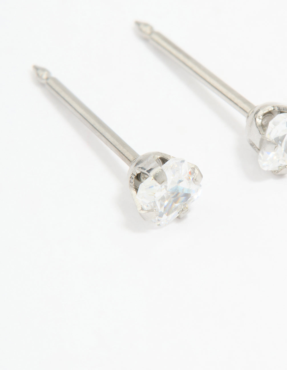 Surgical Steel Princess Cut Cubic Zirconia Piercing Stud 3mm