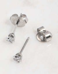 Surgical Steel Princess Cut Cubic Zirconia Piercing Stud 3mm - link has visual effect only