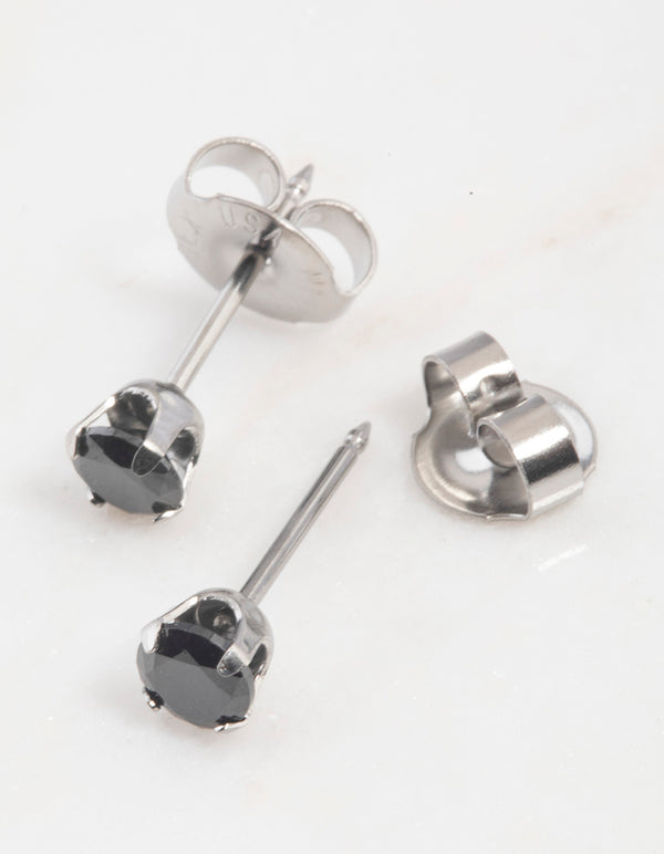 Surgical Steel Princess Cut Cubic Zirconia Piercing Stud 3mm