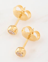 Gold 24K Cubic Zirconia Bezel Piercing Stud 3mm - link has visual effect only