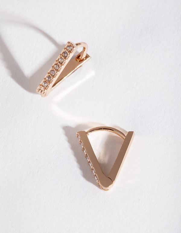Gold Geometric Diamante Huggie Earrings