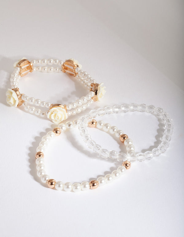 Kids Gold Pearl Bracelet Pack