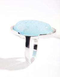 Silver Blue Synthetic Opal Stone Ring - link has visual effect only