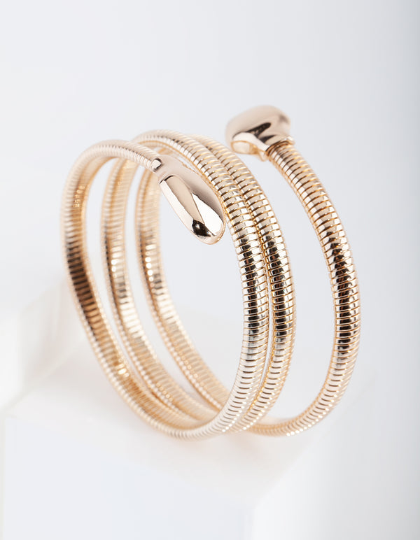 Gold Snake Chain Coil Bracelet
