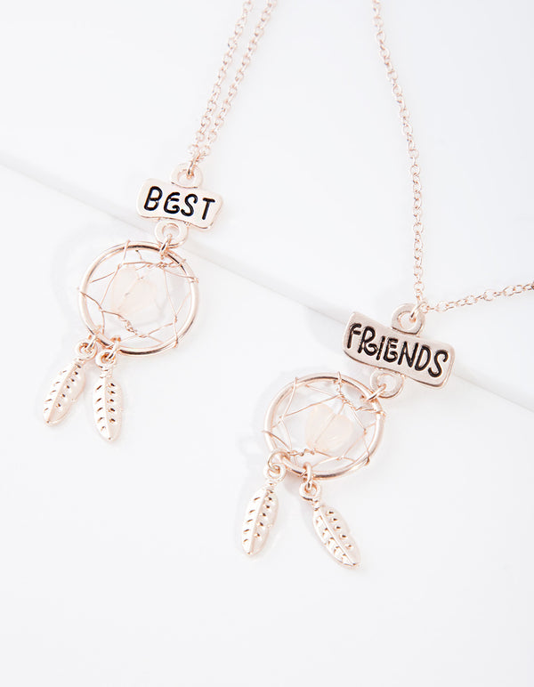 Kids Rose Gold BFF Dreamcatcher Necklace Pack