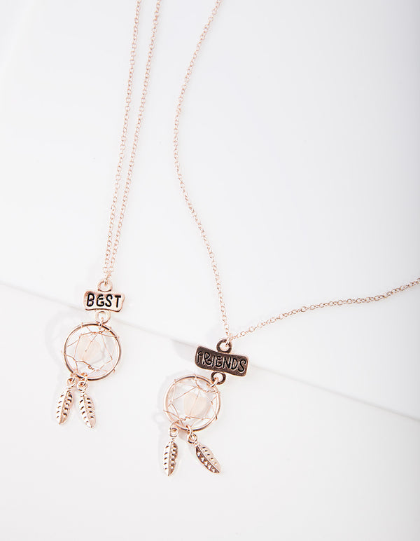 Kids Rose Gold BFF Dreamcatcher Necklace Pack