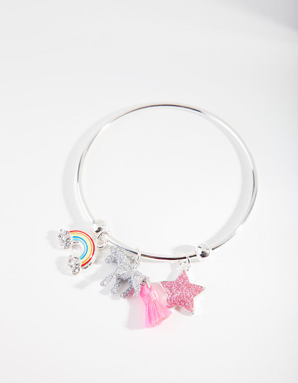 Kids Silver Charm Bangle