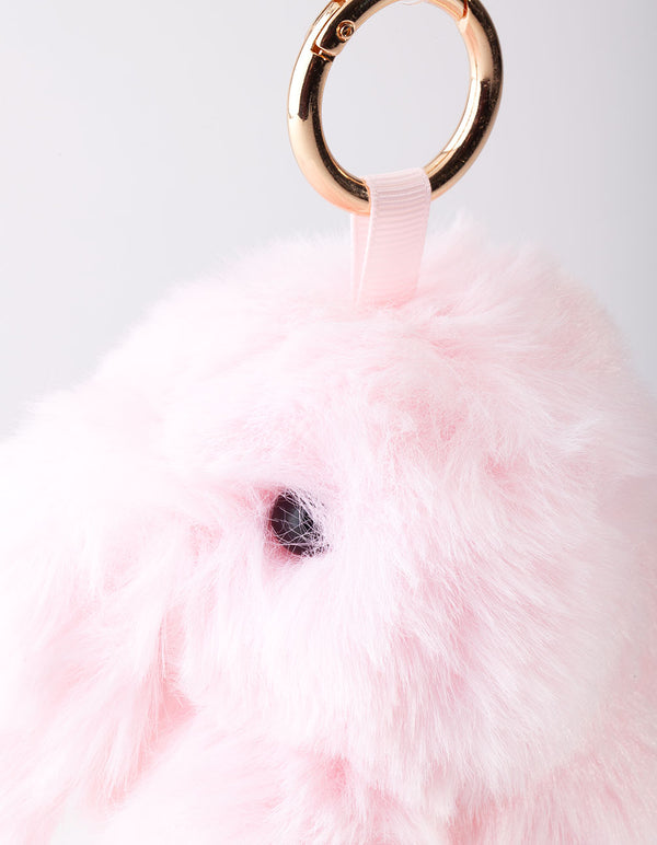 Kids Pink Fluffy Bunny Keyring