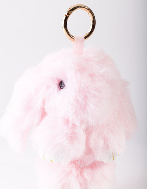 Kids Pink Fluffy Bunny Keyring