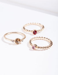 Gold Pink Gem Ring Stack - link has visual effect only