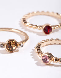 Gold Pink Gem Ring Stack - link has visual effect only