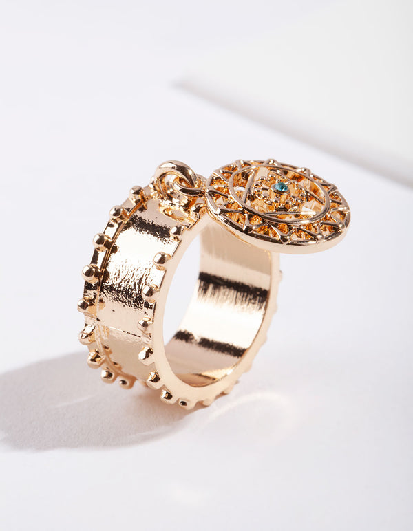 Gold Bohemian Cut-Out Charm Ring