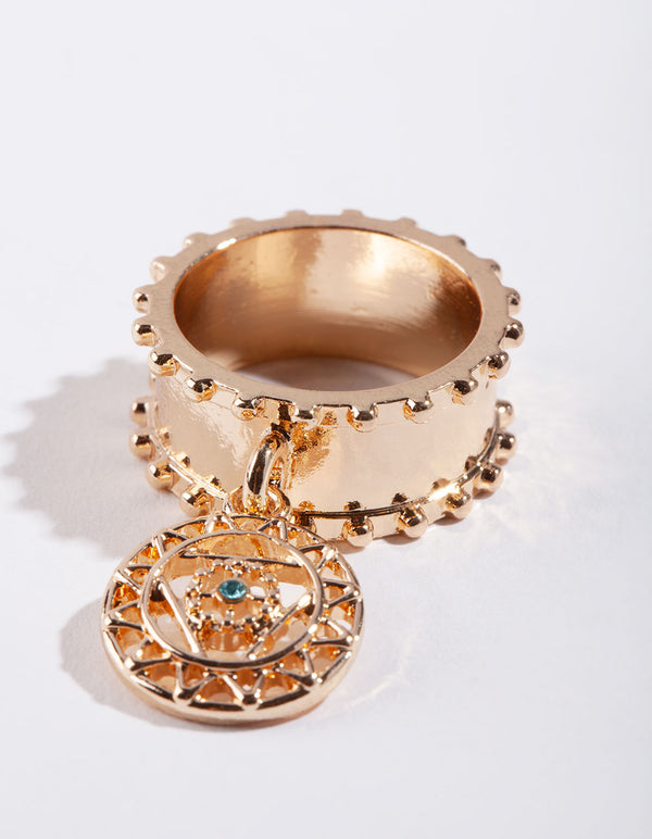 Gold Bohemian Cut-Out Charm Ring