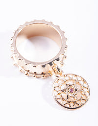 Gold Cut-Out Pink Diamante Ring - link has visual effect only
