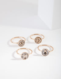 Gold Evil Eye Diamante Ring Pack - link has visual effect only