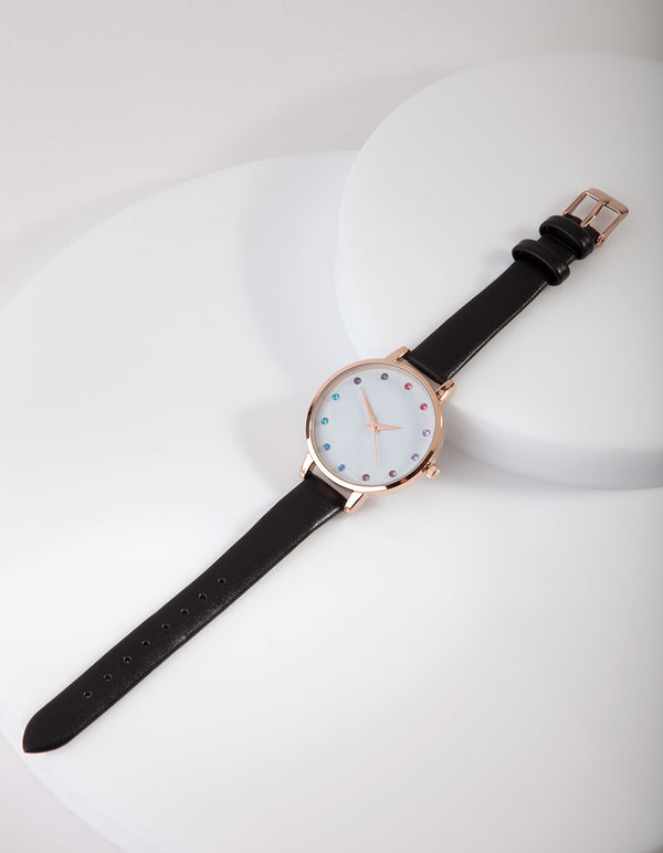 Rose Gold Rainbow Time Watch