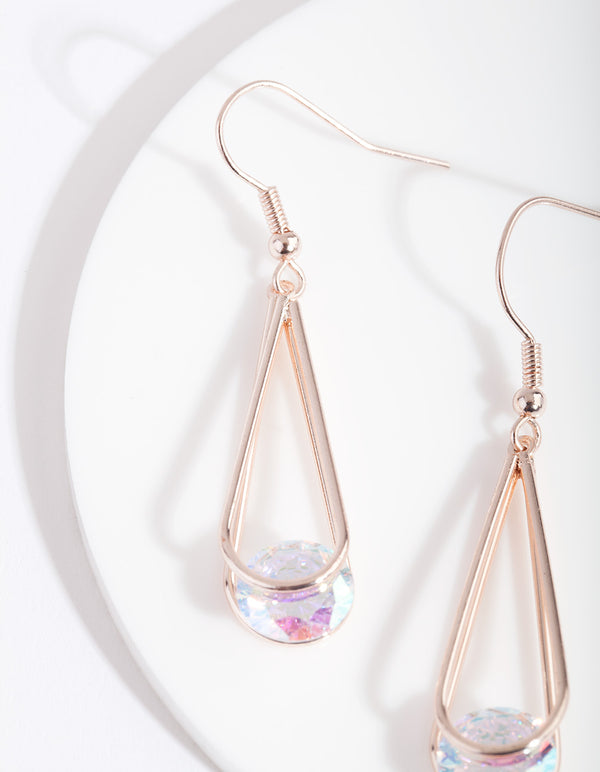 Rose Gold Cubic Zirconia Teardrop Earrings