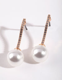 Gold Cubic Zirconia Pearl Drop Earrings - link has visual effect only