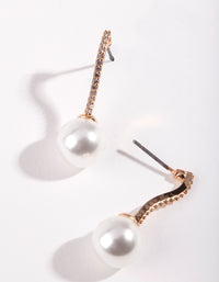 Gold Cubic Zirconia Pearl Drop Earrings - link has visual effect only
