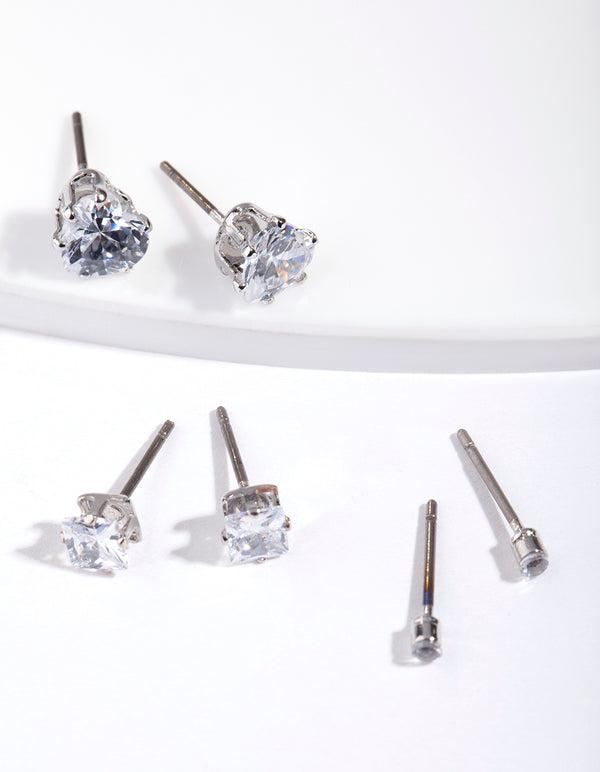 Rose Gold Geometric Stud Earring Pack