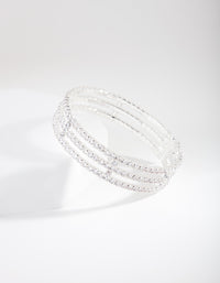 Silver Cubic Zirconia Cuff Bracelet - link has visual effect only
