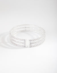 Silver Cubic Zirconia Cuff Bracelet - link has visual effect only