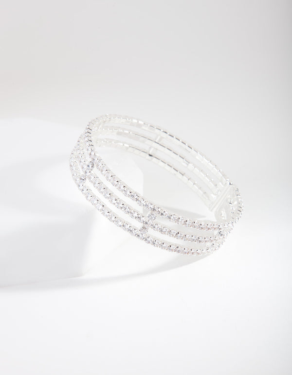 Silver Cubic Zirconia Cuff Bracelet