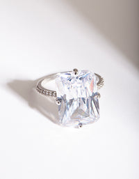 Silver Rectangle Celebrity Engagement Ring - link has visual effect only