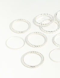 Silver Textured Stack Ring 8-Pack - link has visual effect only