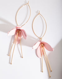 Pink Gold Hanging Flower Earrings - link has visual effect only