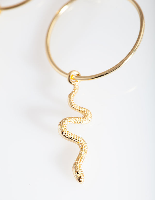 Gold Plated Sterling Silver Snake Hoop Earrings