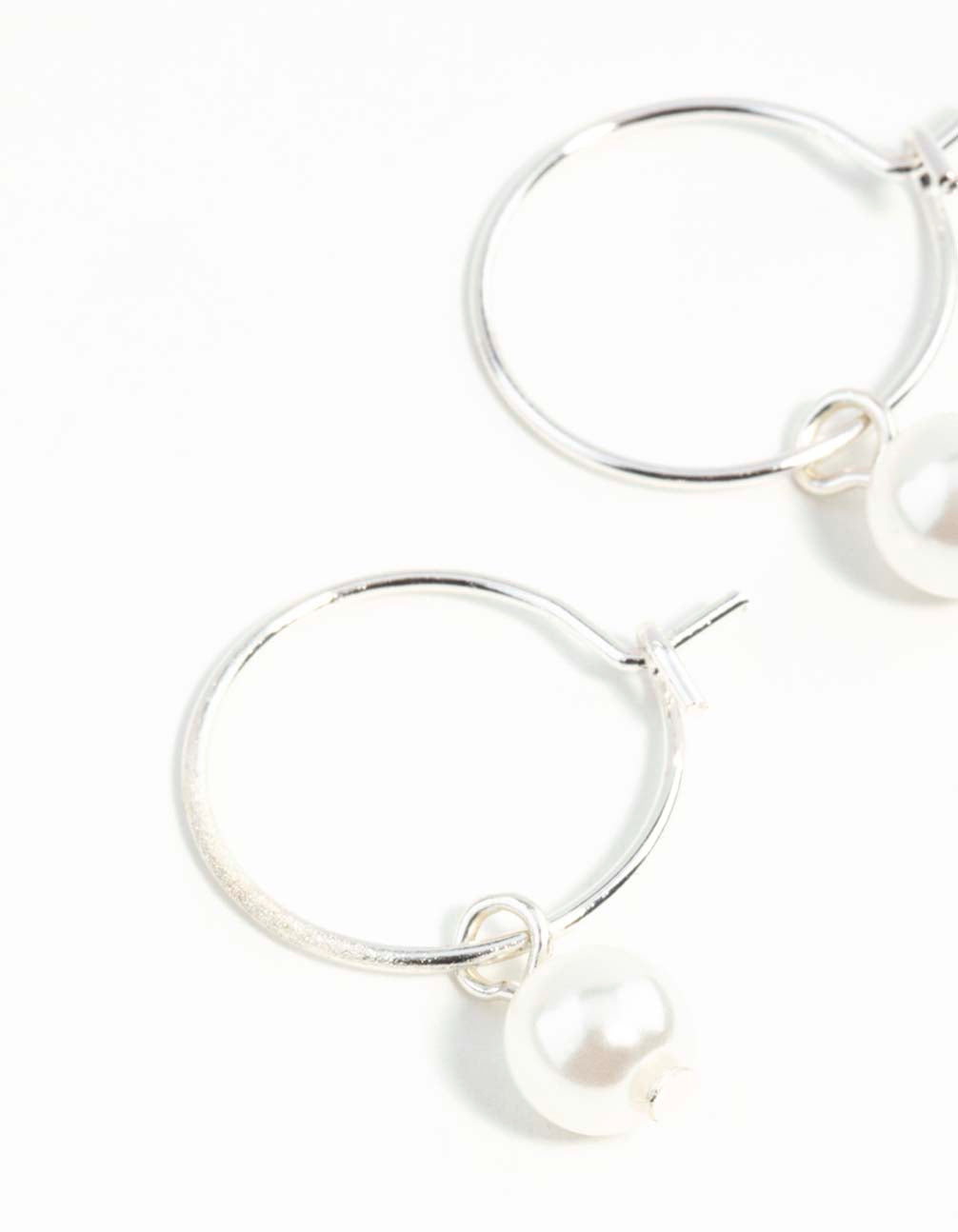 Silver Pearl Hoop Earrings